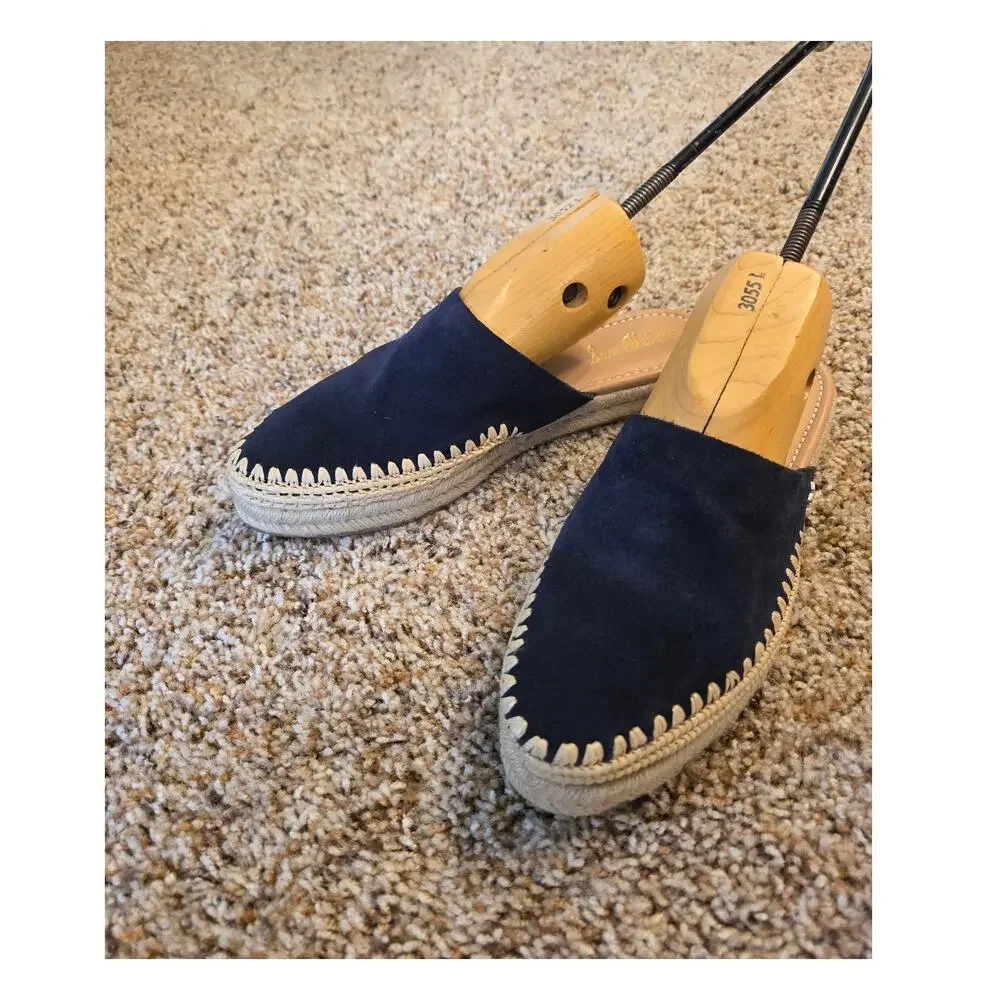 Sam Edelman Austin Navy Blue Suede Espadrille Mules Slides Sandals 9.5